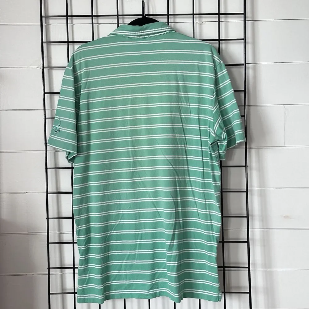 Polo Golf Ralph Lauren Shirt Mens L Green Stripe Vintage Lisle Coastal Pinehurst